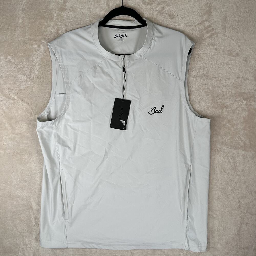 NWT Bad Birdie 1/4 Zip LW Golf Vest Glacier Gray Sleeveless Men's Size Large - Picture 1 of 14